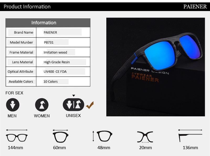 Bamboo Wood Polarized Sunglasses