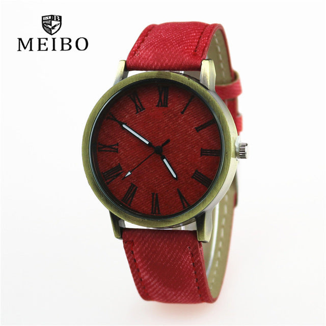 Casual Wooden Color Leather Strap