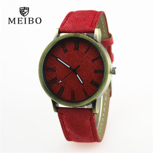 Casual Wooden Color Leather Strap