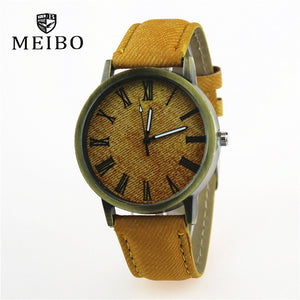 Casual Wooden Color Leather Strap