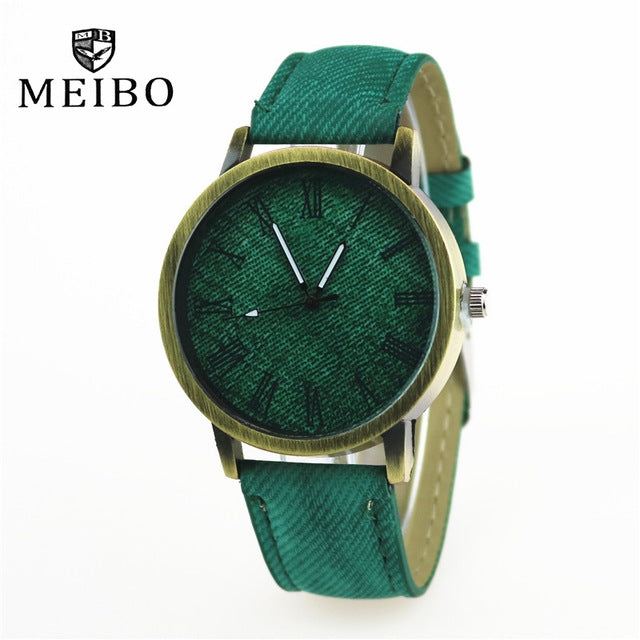 Casual Wooden Color Leather Strap
