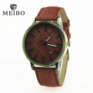 Casual Wooden Color Leather Strap