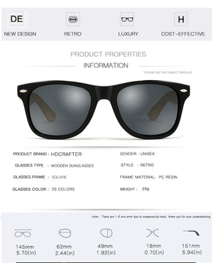 HDCRAFTER Bamboo Sunglasses with case