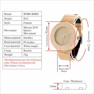 Women Wood Bamboo Quartz wrist watches Luxury Brand