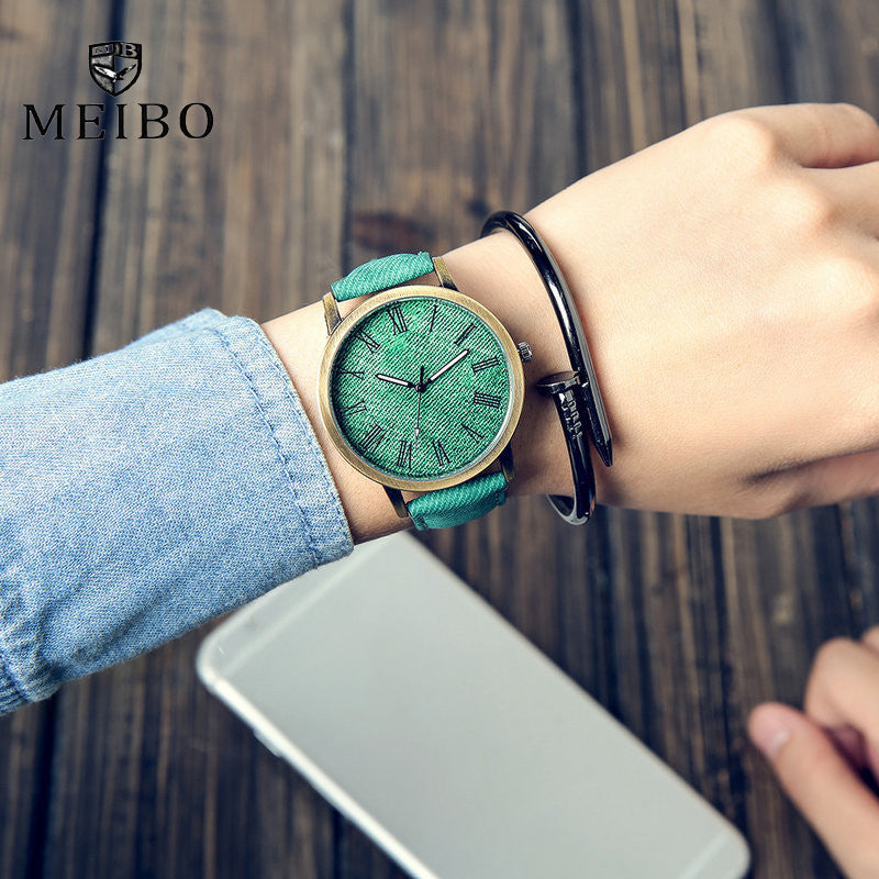 Casual Wooden Color Leather Strap