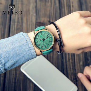 Casual Wooden Color Leather Strap