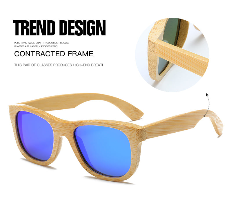 Wood Sunglasses Women square bamboo Handmade with case