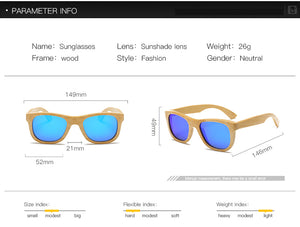 Wood Sunglasses Women square bamboo Handmade with case