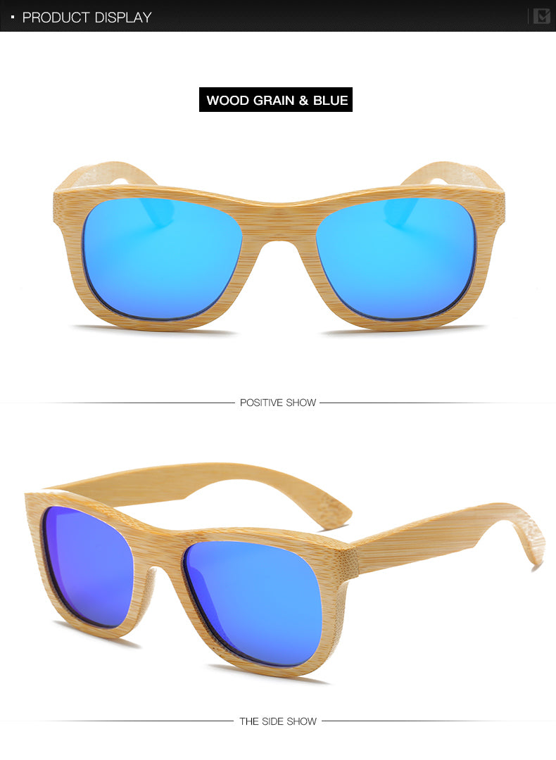 Wood Sunglasses Women square bamboo Handmade with case
