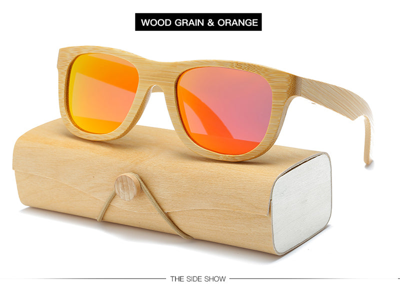 Wood Sunglasses Women square bamboo Handmade with case