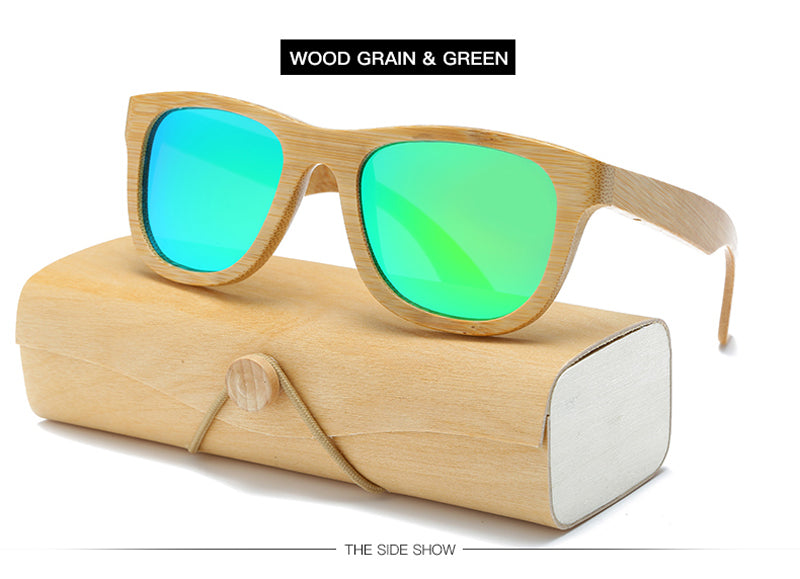 Wood Sunglasses Women square bamboo Handmade with case