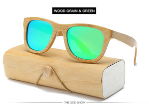Wood Sunglasses Women square bamboo Handmade with case