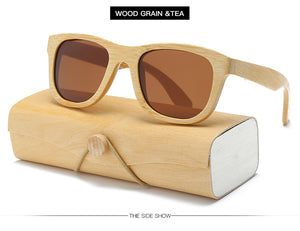 Wood Sunglasses Women square bamboo Handmade with case