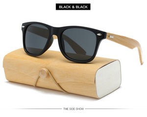Wood Sunglasses Women square bamboo Handmade with case