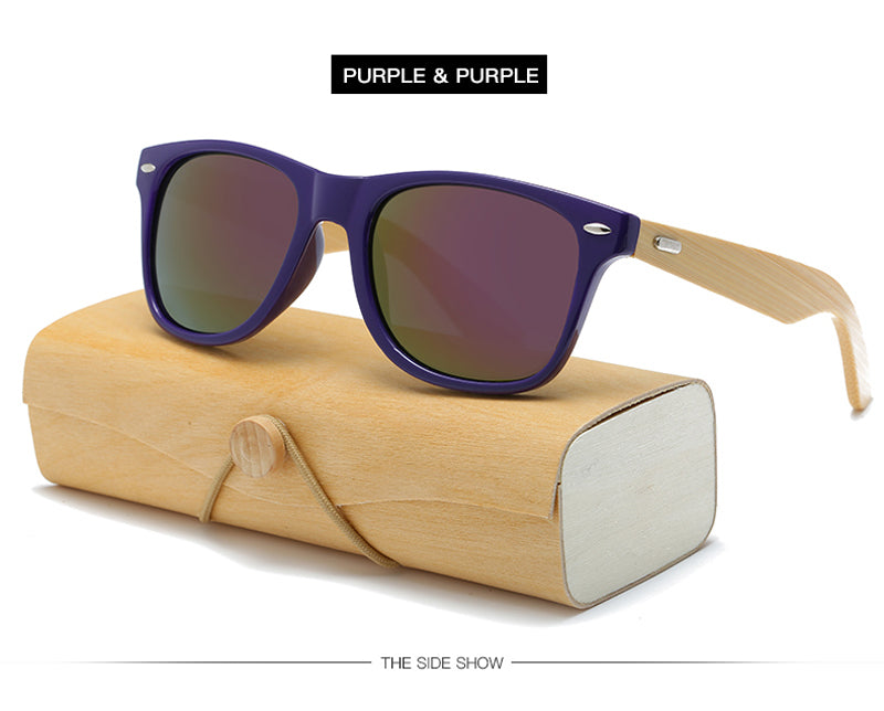 Wood Sunglasses Women square bamboo Handmade with case