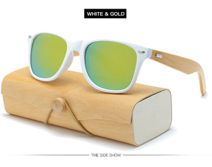 Wood Sunglasses Women square bamboo Handmade with case