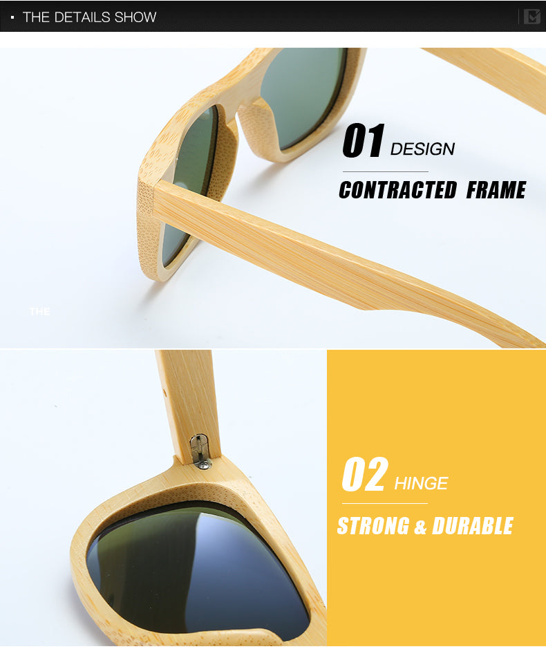 Wood Sunglasses Women square bamboo Handmade with case