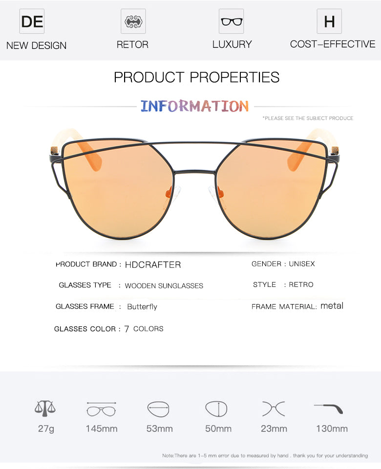 Cat Eye Wood Bamboo Sunglasses