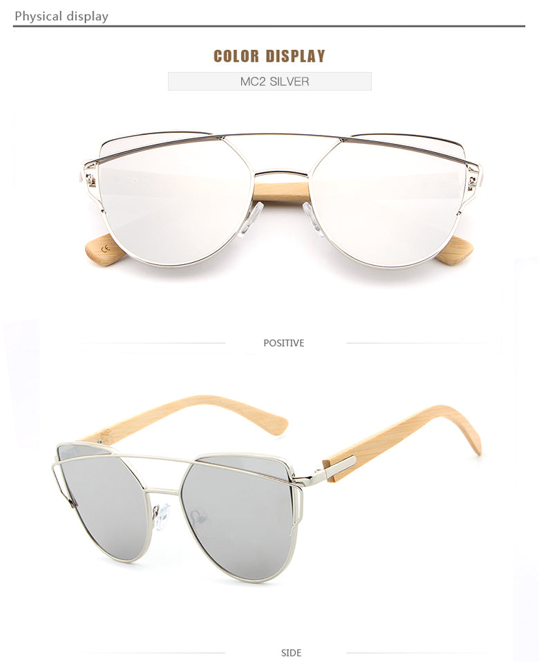 Cat Eye Wood Bamboo Sunglasses