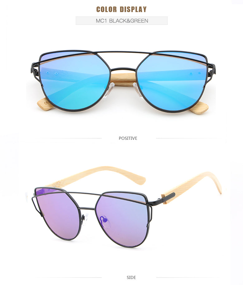 Cat Eye Wood Bamboo Sunglasses