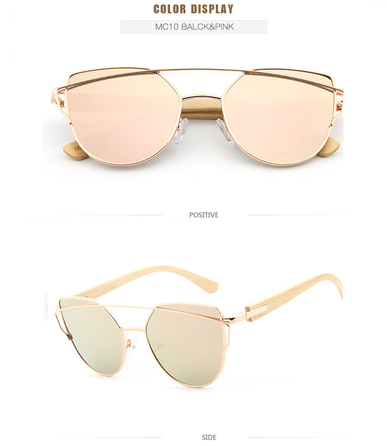 Cat Eye Wood Bamboo Sunglasses