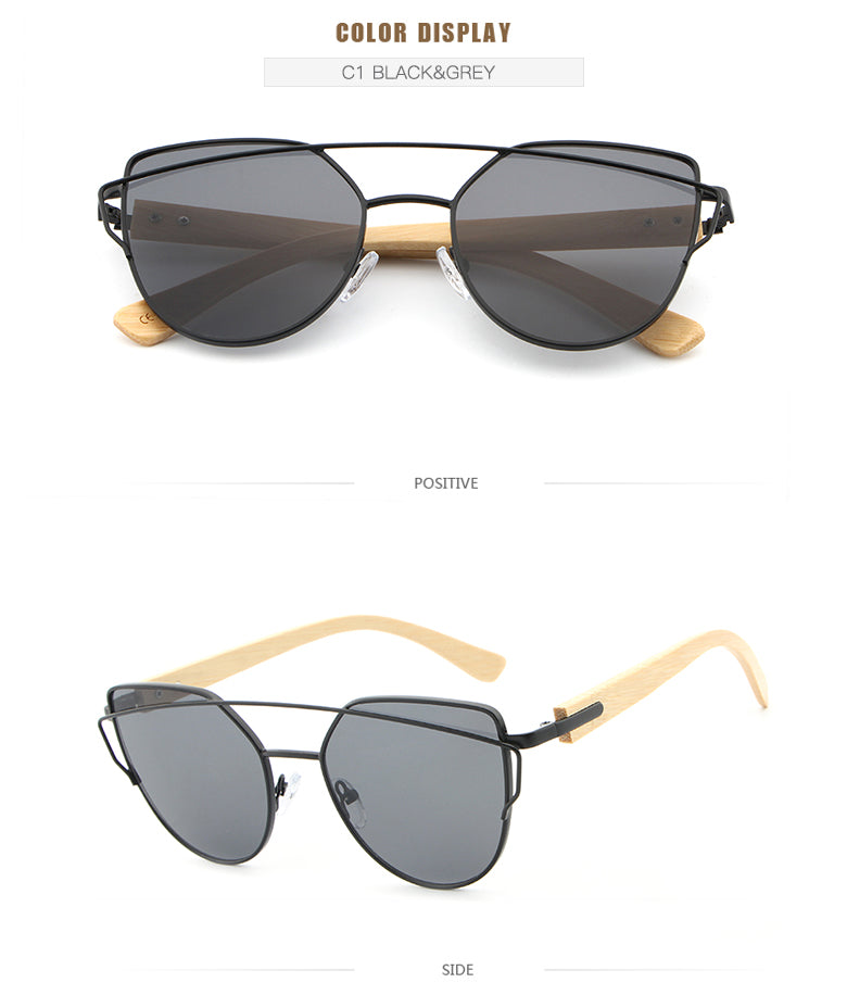 Cat Eye Wood Bamboo Sunglasses