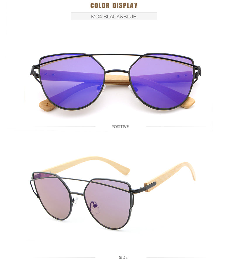 Cat Eye Wood Bamboo Sunglasses