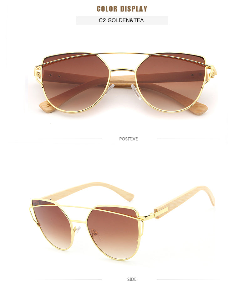 Cat Eye Wood Bamboo Sunglasses