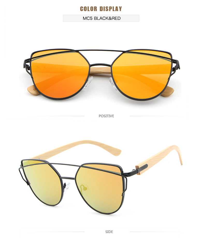 Cat Eye Wood Bamboo Sunglasses
