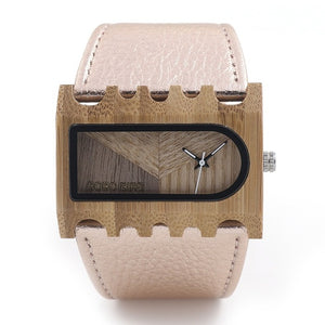 Ladies Wooden Watch Genuine Leather