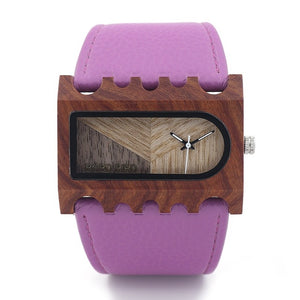 Ladies Wooden Watch Genuine Leather