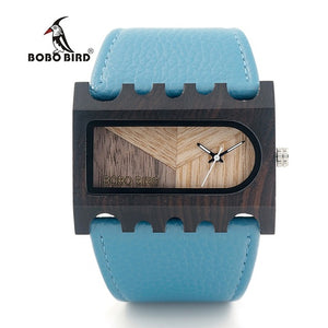 Ladies Wooden Watch Genuine Leather