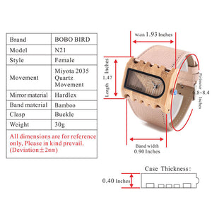Ladies Wooden Watch Genuine Leather