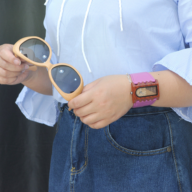 Ladies Wooden Watch Genuine Leather