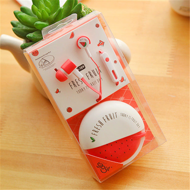 Cute Fruit Candy Colorful Earphones 3.5mm