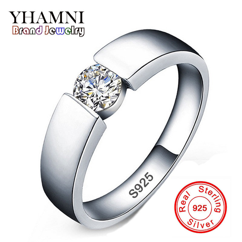 original Solid 925 Silver Rings Set 6mm 1ct CZ Diamant Engagement Rings Jewelry Wedding