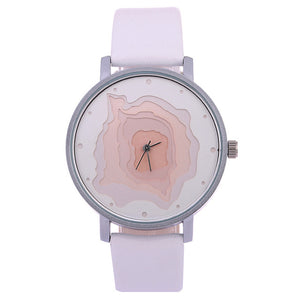 3D Face wood grain  watch Ladies Casual