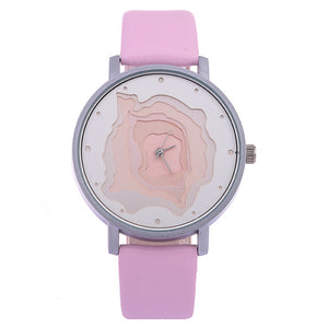 3D Face wood grain  watch Ladies Casual