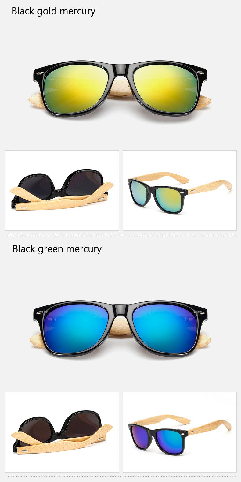 Ralferty Retro Wood Sunglasses Men Bamboo Sunglass