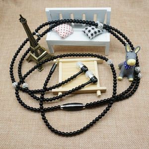 Fashion Jewelry Pearl Necklace Wired Earphone 3.5mm Pink