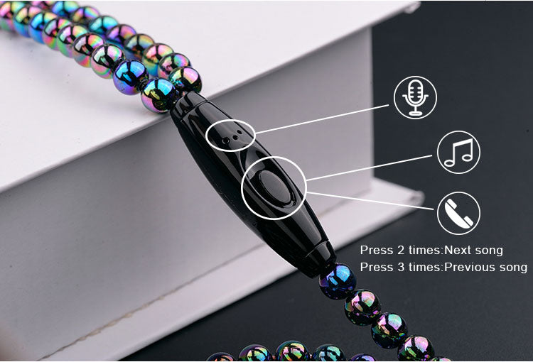 Fashion Jewelry Pearl Necklace Wired Earphone 3.5mm Pink