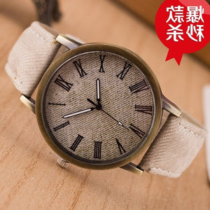 Casual Wooden Color Leather Strap