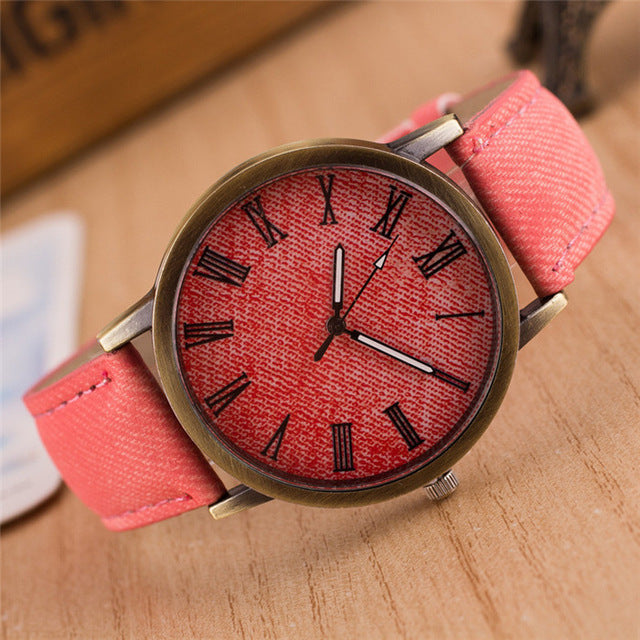 Casual Wooden Color Leather Strap