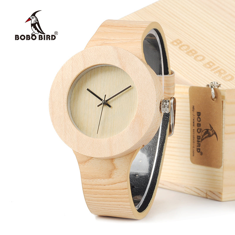 Women Wood Bamboo Quartz wrist watches Luxury Brand