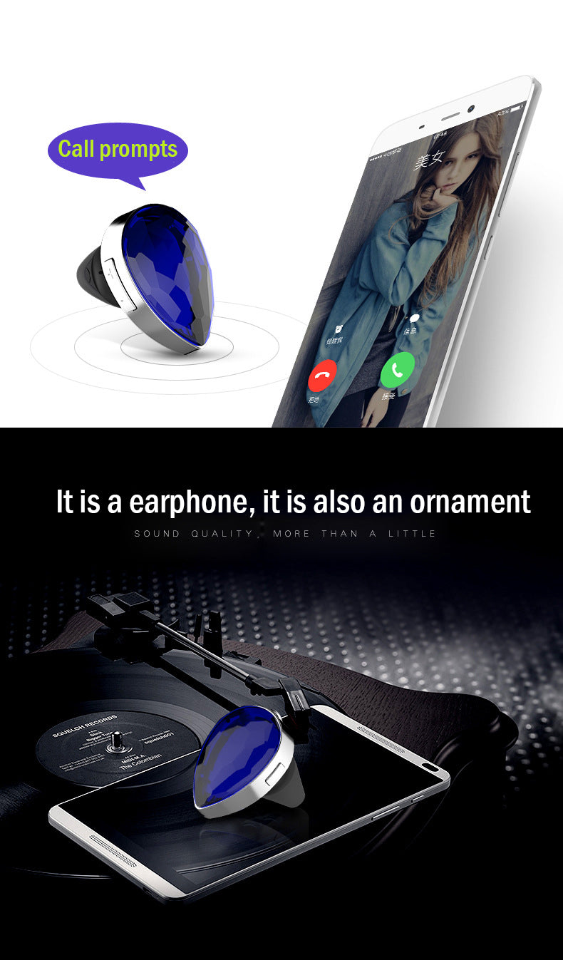 Girls Gemstone Bluetooth Earphones Wireless Music Headset  Earbuds