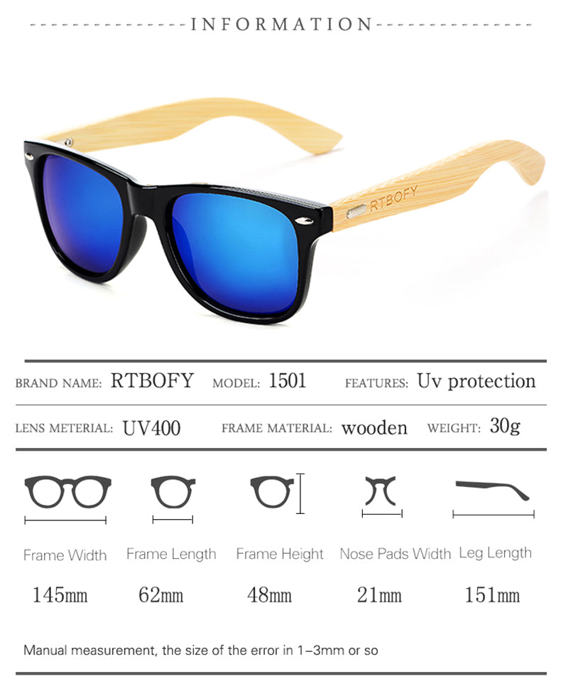 RTBOFY Bamboo Wood Sunglasses