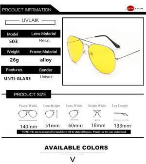 UVLAIK Aviation Night Vision Polarized Sunglasses