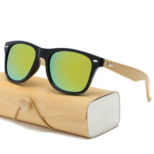 Wood Sunglasses Women square bamboo Handmade with case