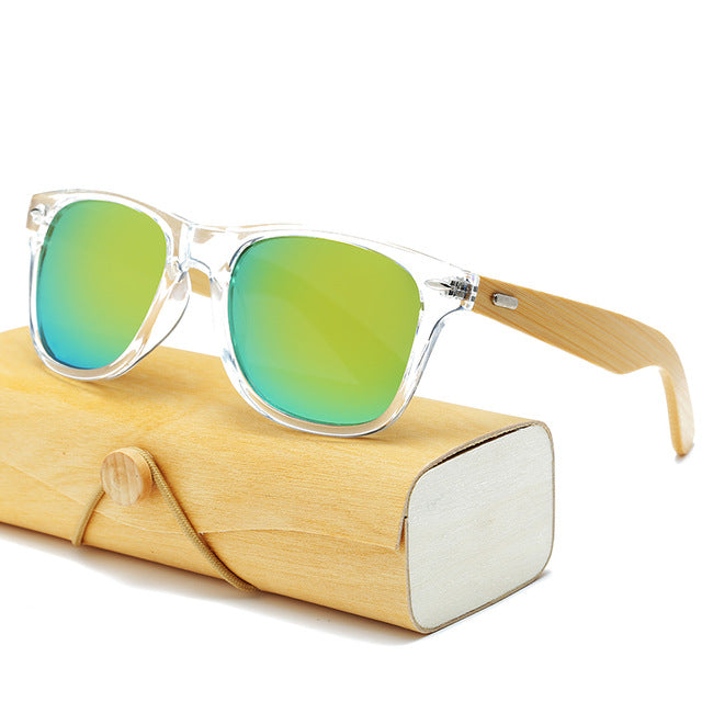 Wood Sunglasses Women square bamboo Handmade with case