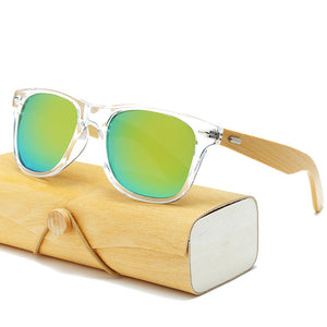 Wood Sunglasses Women square bamboo Handmade with case